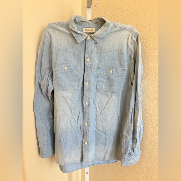 Madewell Chambray Classic Ex-Boyfriend Shirt in Evie Wash - Size XL - Picture 6 of 8